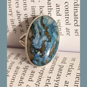 Blue Laguna Lace Agate Sterling Statement Ring